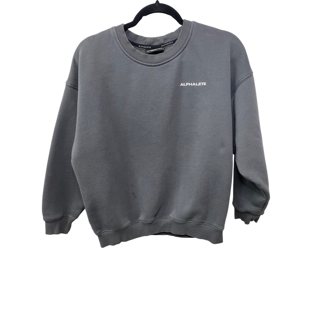 Alphalete‎ Mens Crewneck Sweatshirt Charcoal Grey Relaxed Fit Fleece Gym Train S